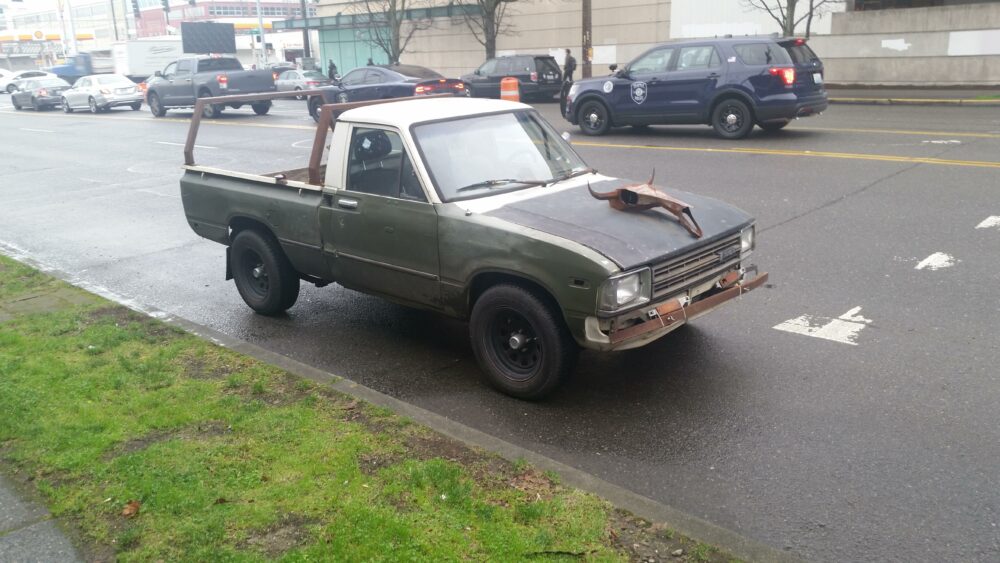 Toyota Truck with Metal Cow Skull